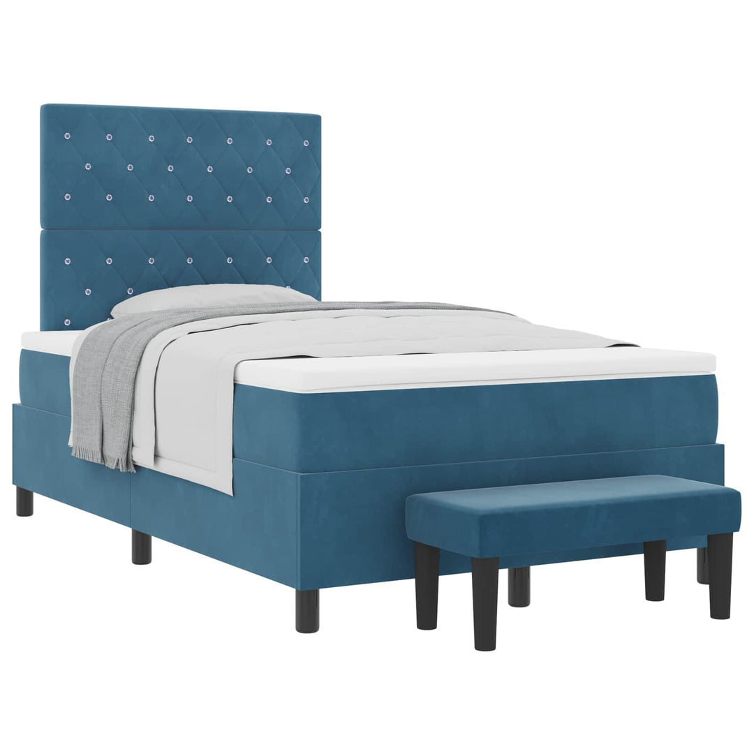 Box spring seng med hovedgærde Mørkeblå 200 x 120 cm Fløjl