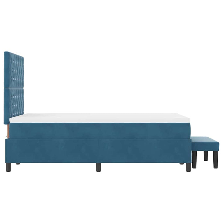Box spring seng med hovedgærde Mørkeblå 200 x 120 cm Fløjl