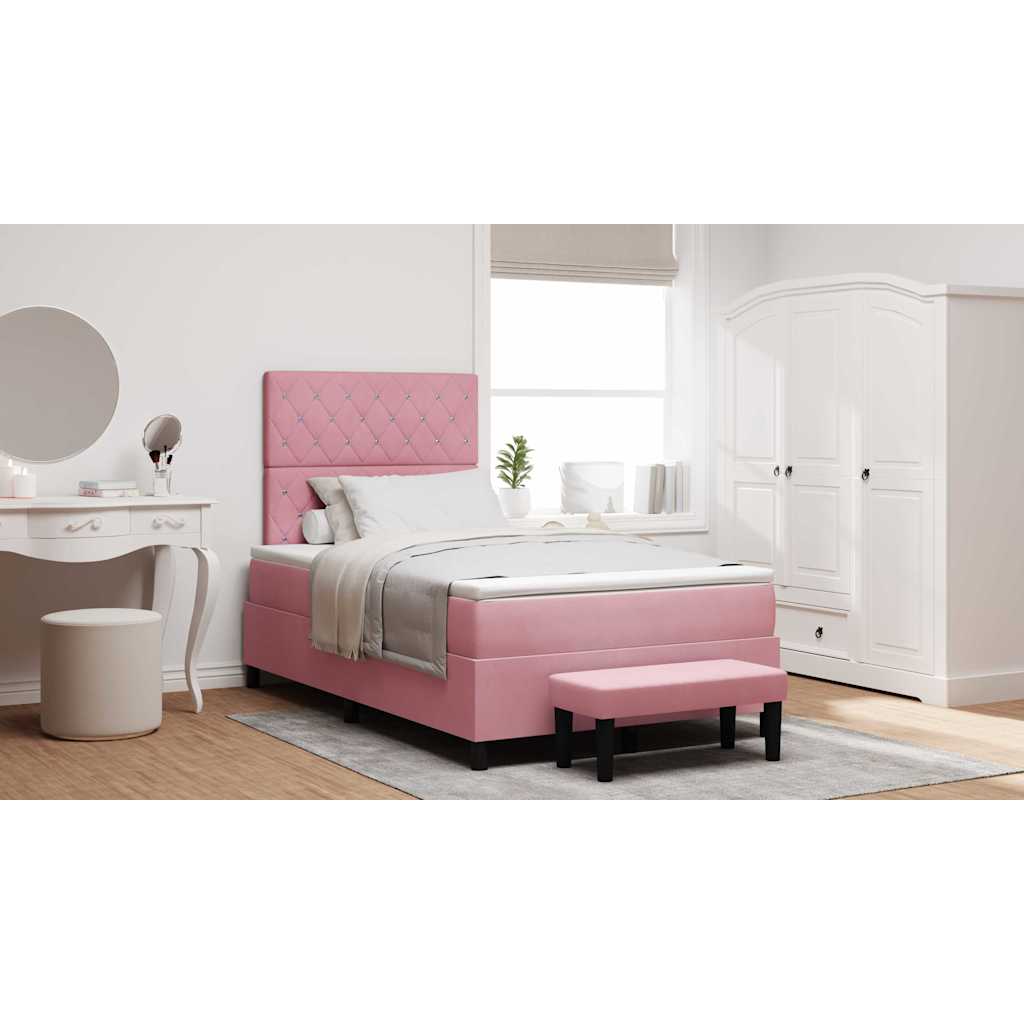 Box spring seng med hovedgærde Lyserød 200 x 120 cm Fløjl