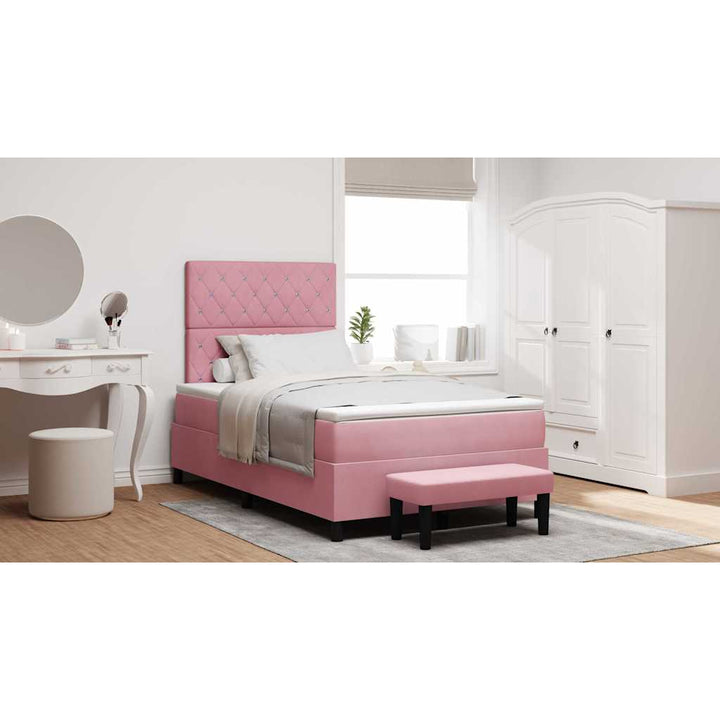 Box spring seng med hovedgærde Lyserød 200 x 120 cm Fløjl