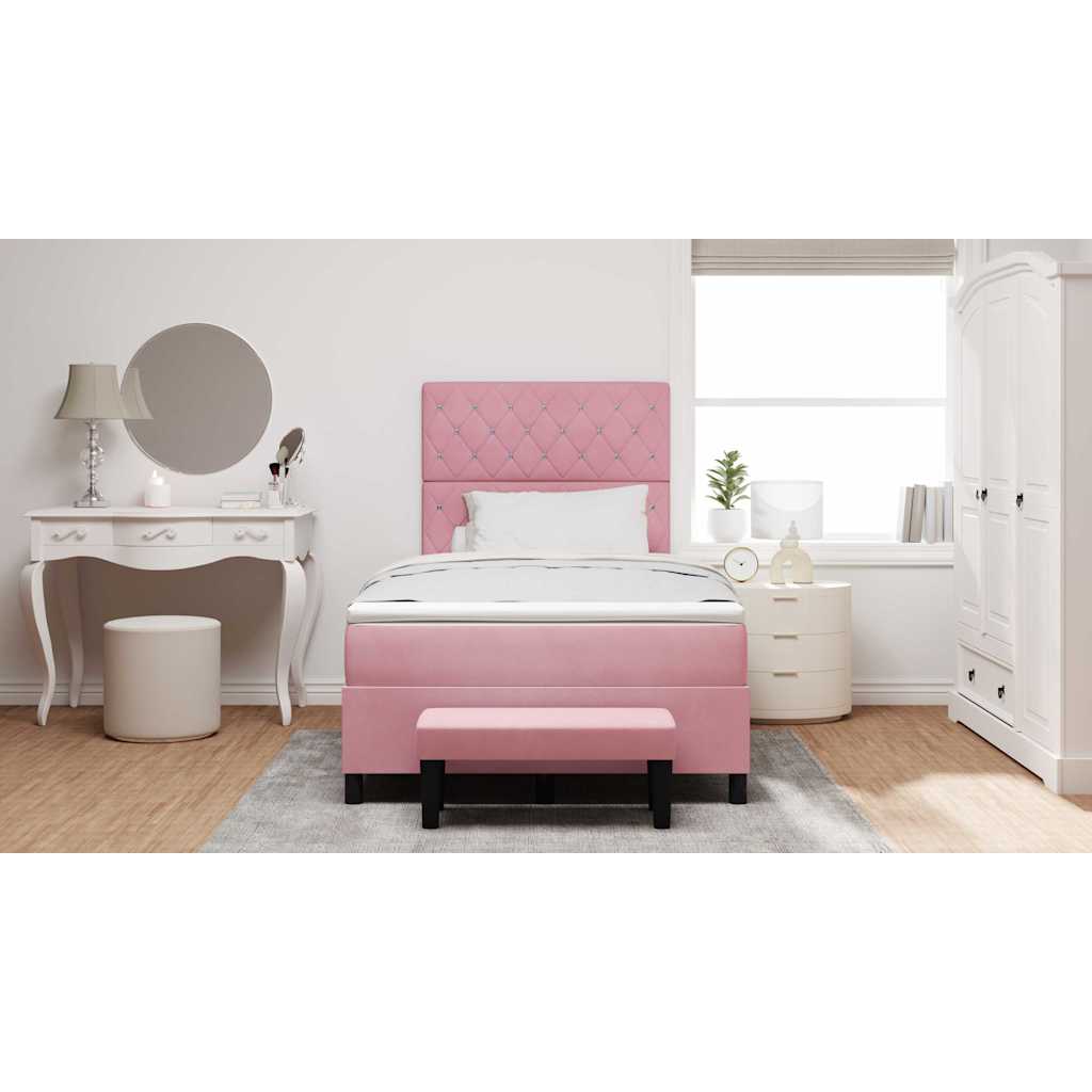 Box spring seng med hovedgærde Lyserød 200 x 120 cm Fløjl