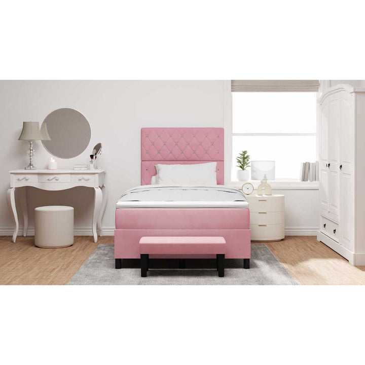 Box spring seng med hovedgærde Lyserød 200 x 120 cm Fløjl