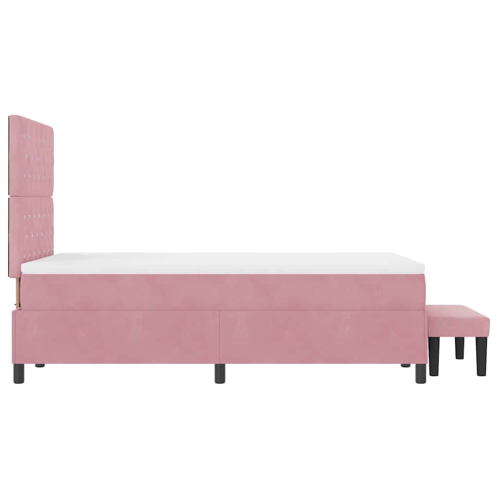 Box spring seng med hovedgærde Lyserød 200 x 120 cm Fløjl