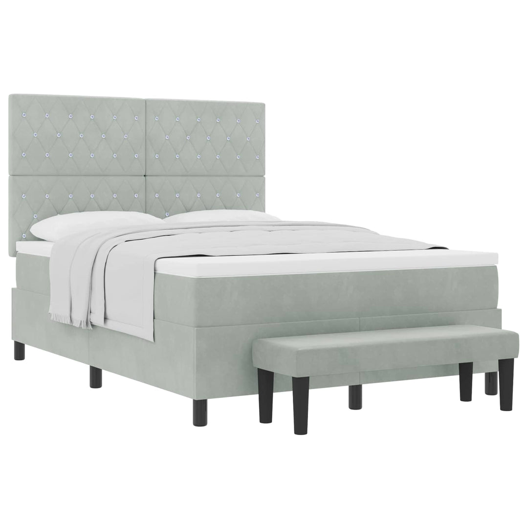 Box spring seng med pude Lysegrå 200 x 140 cm Fløjl