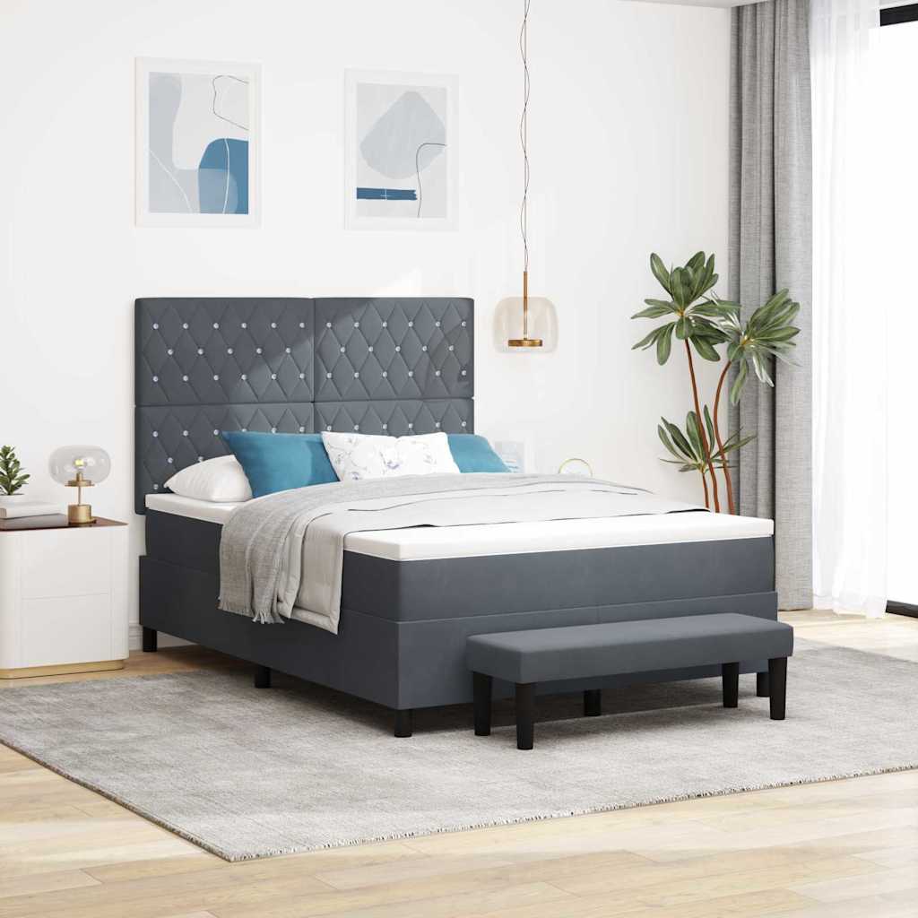 Box spring seng med hovedgærde Mørkegrå 200 x 140 cm Fløjl