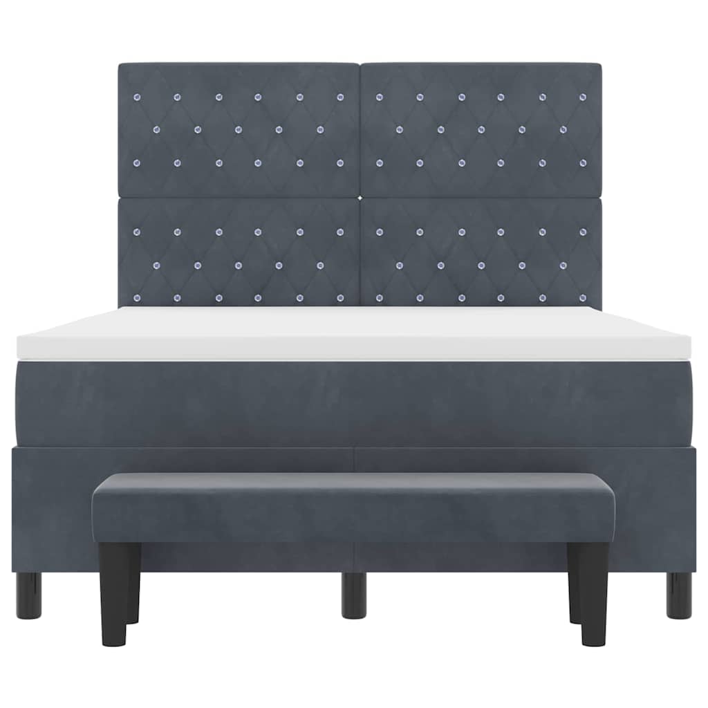Box spring seng med hovedgærde Mørkegrå 200 x 140 cm Fløjl