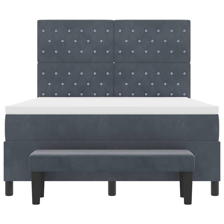 Box spring seng med hovedgærde Mørkegrå 200 x 140 cm Fløjl