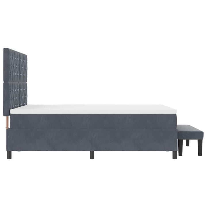 Box spring seng med hovedgærde Mørkegrå 200 x 140 cm Fløjl