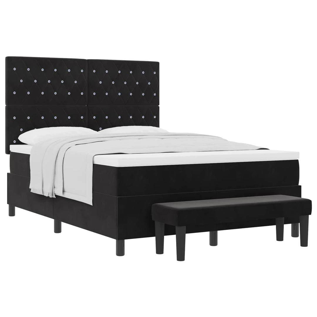 Box spring seng med hovedgærde Sort 200 x 140 cm Fløjl