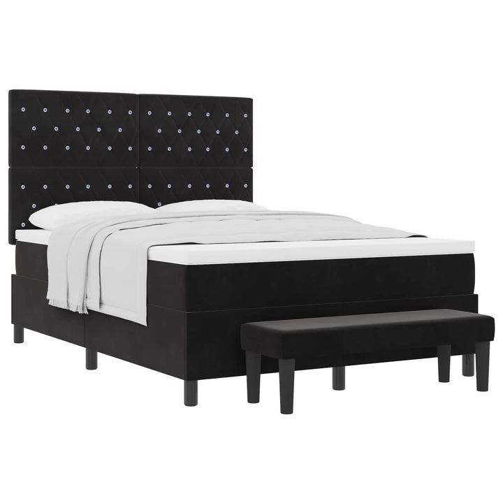 Box spring seng med hovedgærde Sort 200 x 140 cm Fløjl