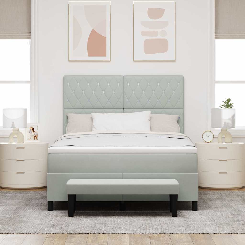 Box spring seng med hovedgærde Lysegrå 200 x 160 cm Fløjl