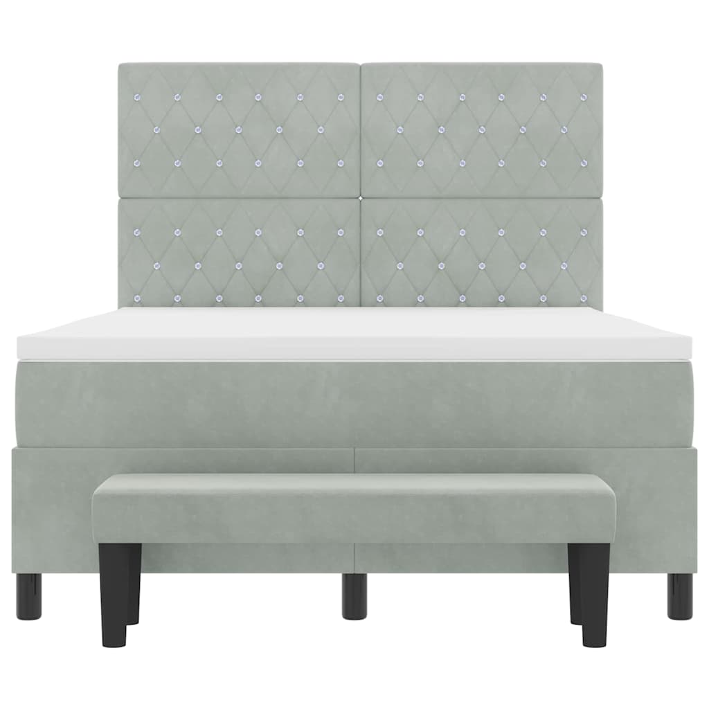 Box spring seng med hovedgærde Lysegrå 200 x 160 cm Fløjl