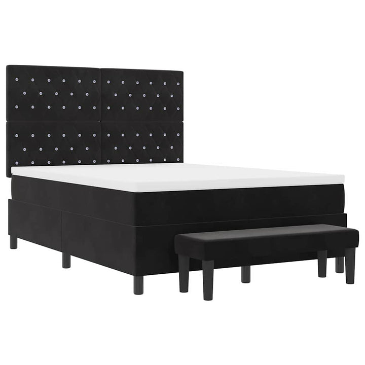 Box spring seng med hovedgærde Sort 200 x 160 cm Fløjl