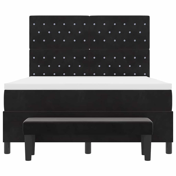 Box spring seng med hovedgærde Sort 200 x 160 cm Fløjl