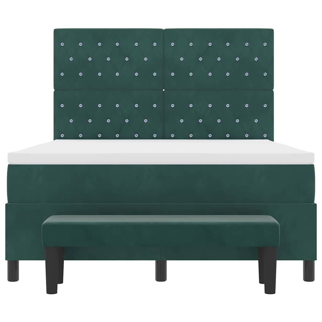 Box spring seng med hovedgærde Mørkegrøn 200 x 160 cm Fløjl