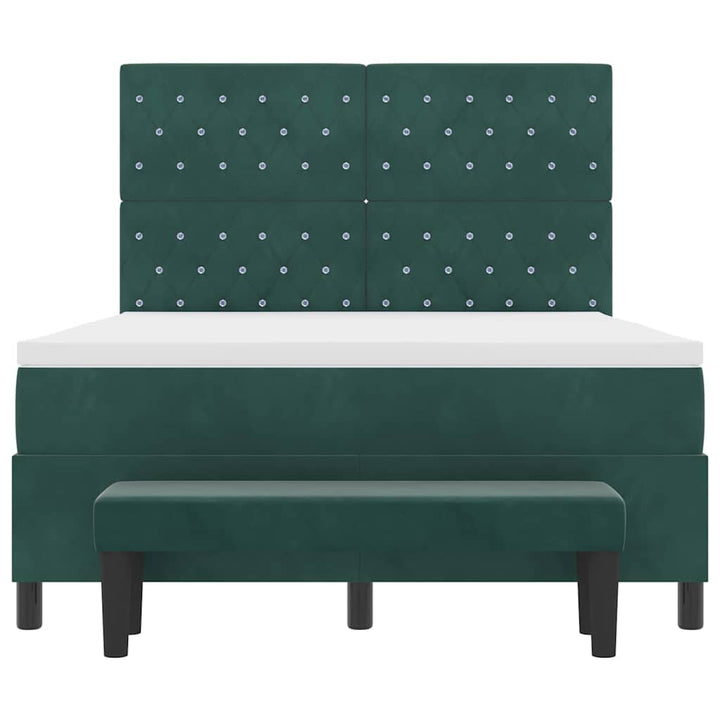 Box spring seng med hovedgærde Mørkegrøn 200 x 160 cm Fløjl