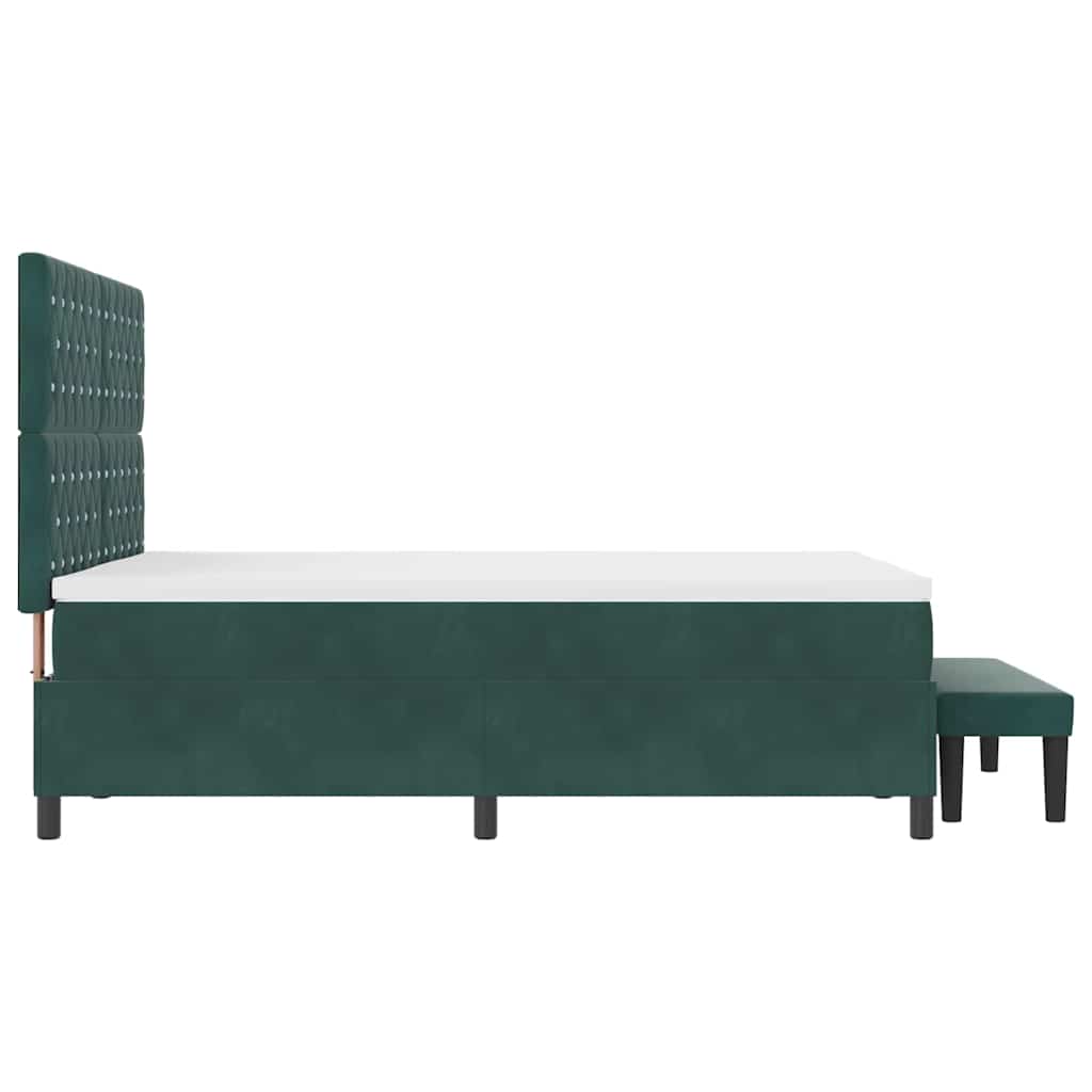 Box spring seng med hovedgærde Mørkegrøn 200 x 160 cm Fløjl