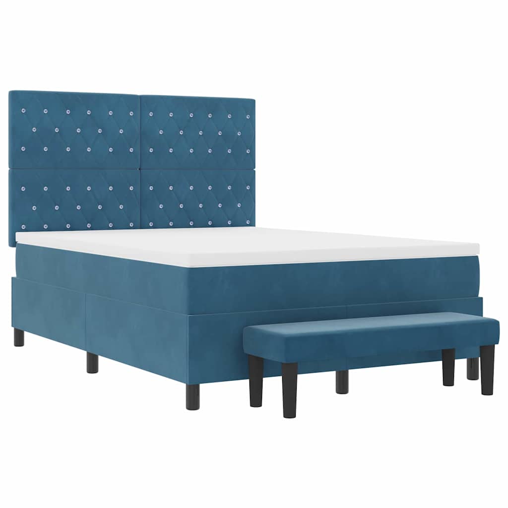 Box spring seng med hovedgærde Mørkeblå 200 x 160 cm Fløjl