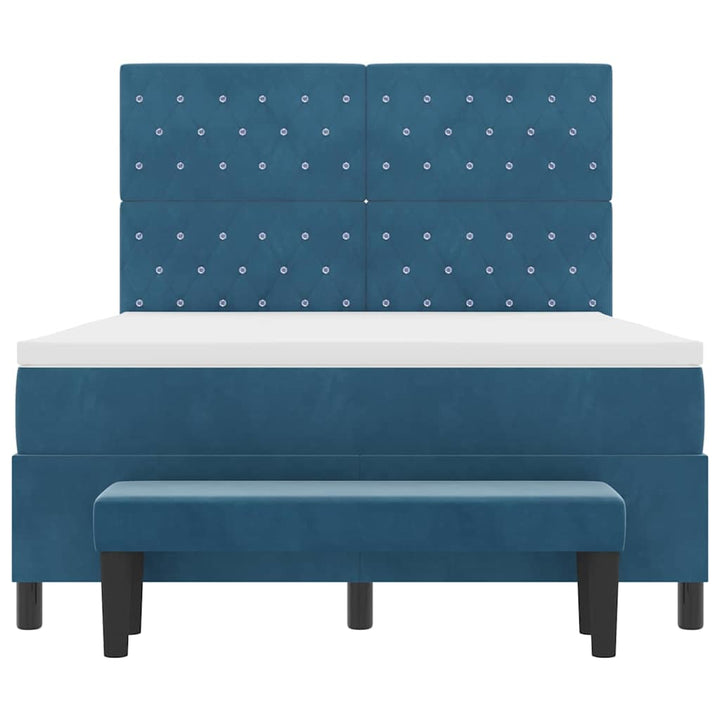 Box spring seng med hovedgærde Mørkeblå 200 x 160 cm Fløjl