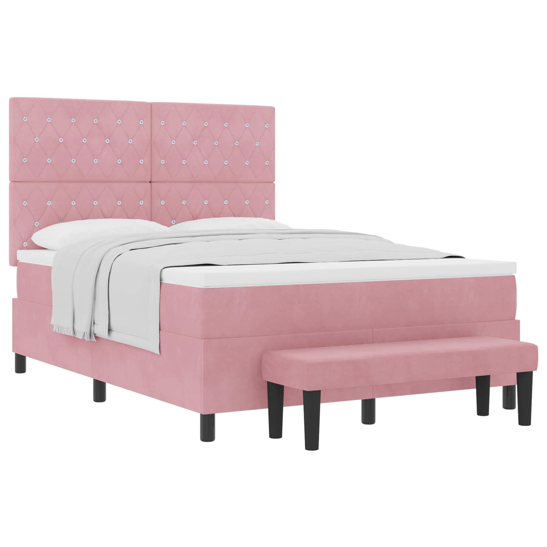 Box spring seng med hovedgærde Lyserød 200 x 160 cm Fløjl