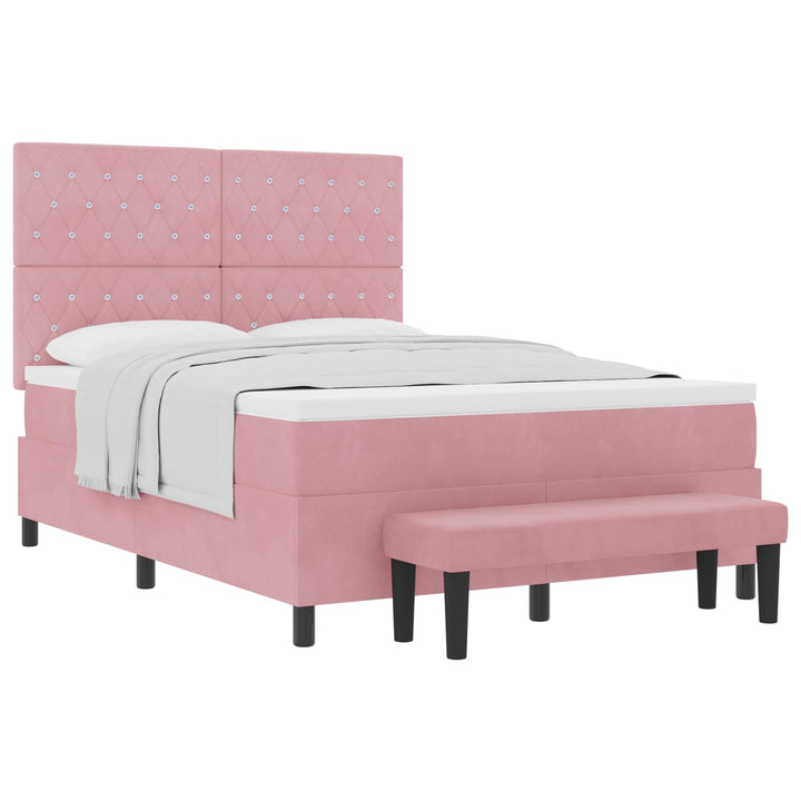 Box spring seng med hovedgærde Lyserød 200 x 160 cm Fløjl