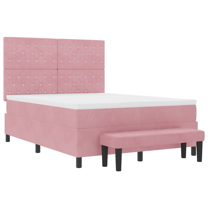 Box spring seng med hovedgærde Lyserød 200 x 160 cm Fløjl