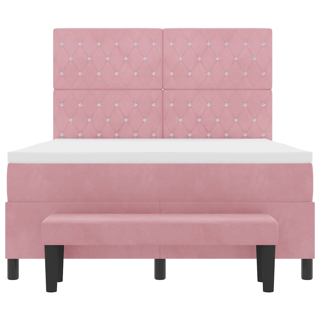 Box spring seng med hovedgærde Lyserød 200 x 160 cm Fløjl