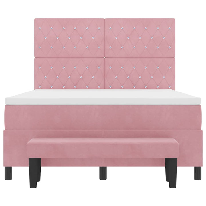 Box spring seng med hovedgærde Lyserød 200 x 160 cm Fløjl