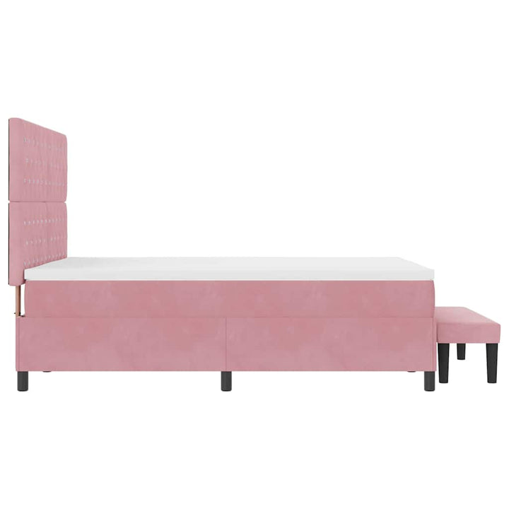 Box spring seng med hovedgærde Lyserød 200 x 160 cm Fløjl