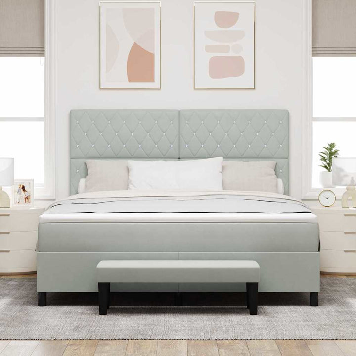 Box spring seng med hovedgærde Lysegrå 200 x 180 cm Fløjl