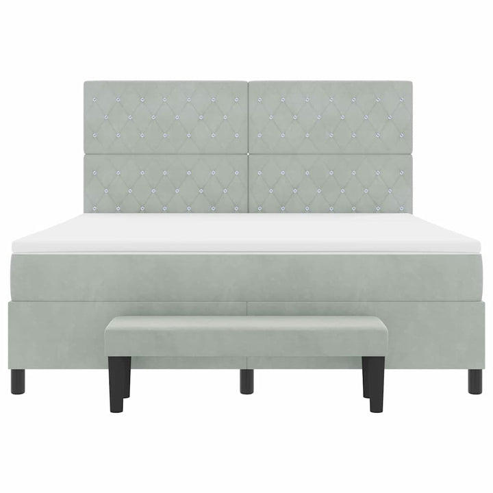 Box spring seng med hovedgærde Lysegrå 200 x 180 cm Fløjl