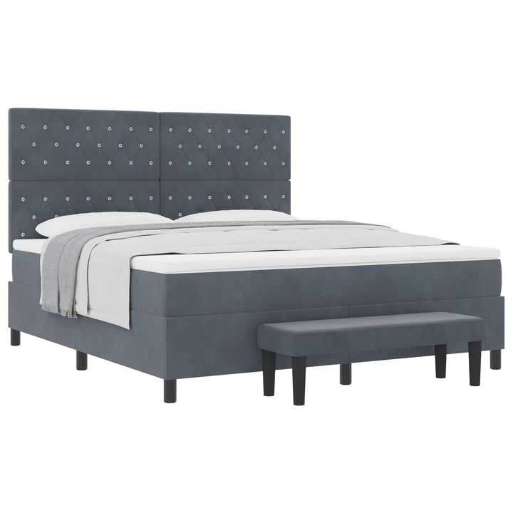 Box spring seng med hovedgærde Mørkegrå 200 x 180 cm Fløjl