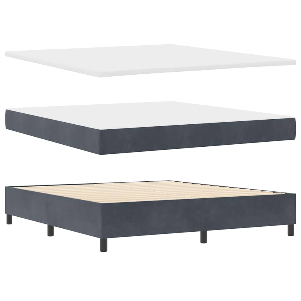 Box spring seng med hovedgærde Mørkegrå 200 x 180 cm Fløjl