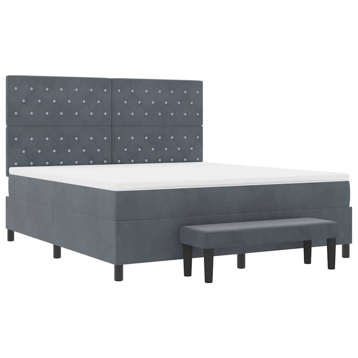 Box spring seng med hovedgærde Mørkegrå 200 x 180 cm Fløjl