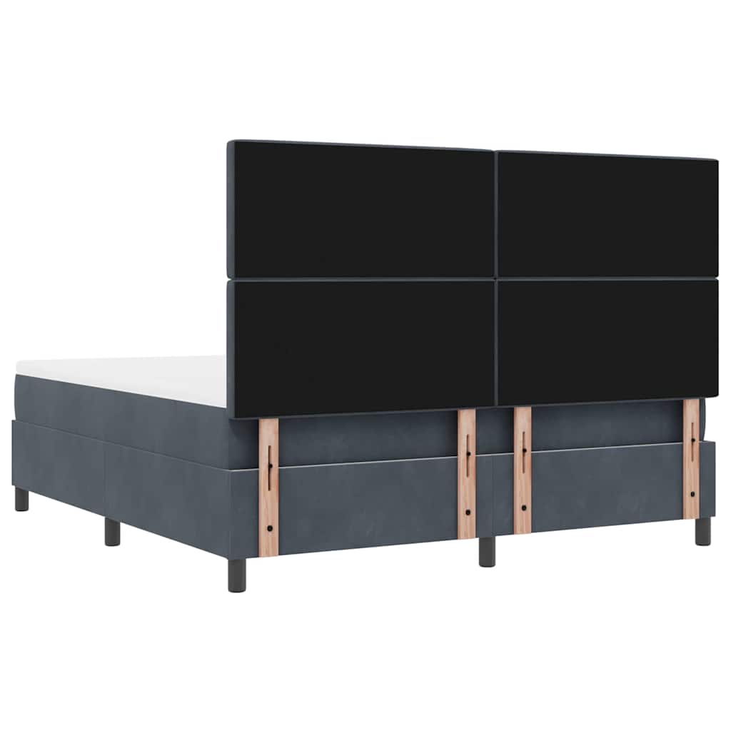 Box spring seng med hovedgærde Mørkegrå 200 x 180 cm Fløjl