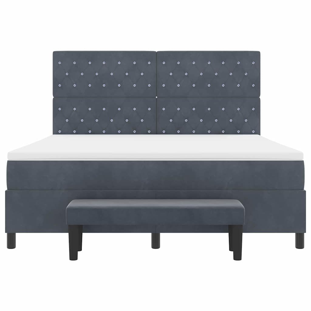 Box spring seng med hovedgærde Mørkegrå 200 x 180 cm Fløjl