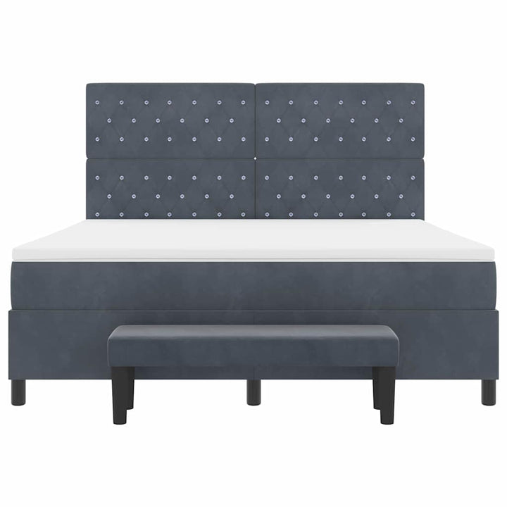 Box spring seng med hovedgærde Mørkegrå 200 x 180 cm Fløjl