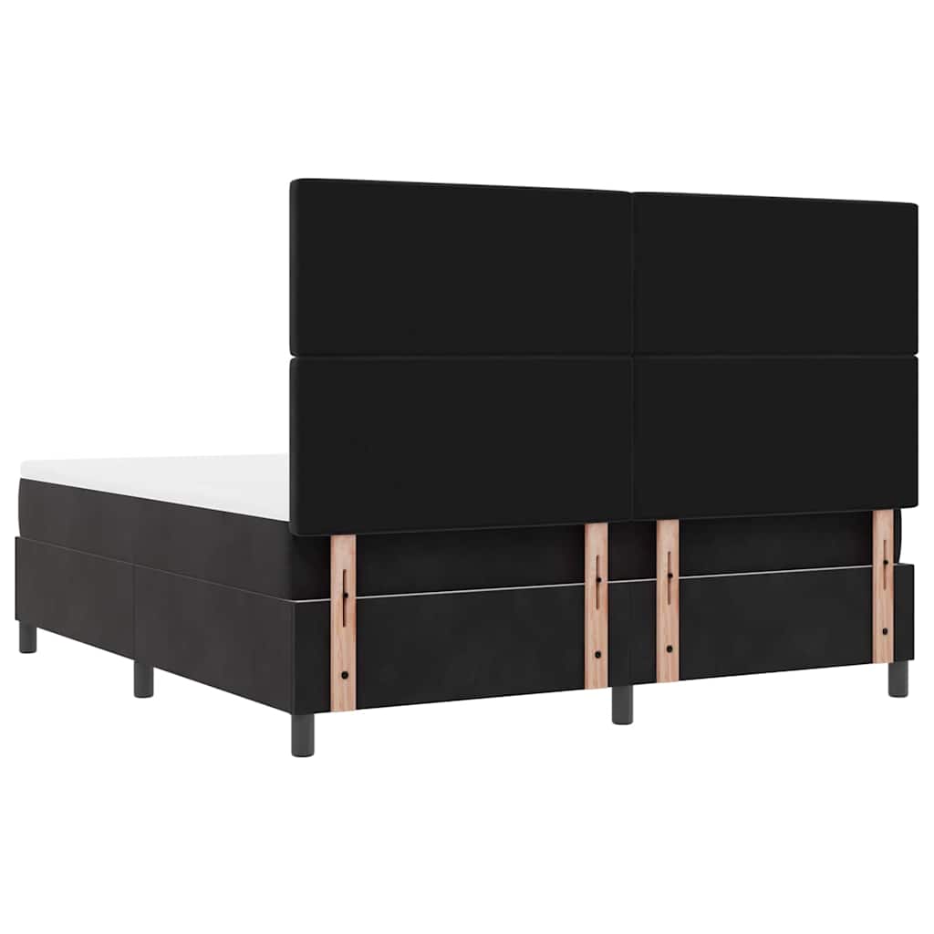 Box spring seng med hovedgærde Sort 200 x 180 cm Fløjl