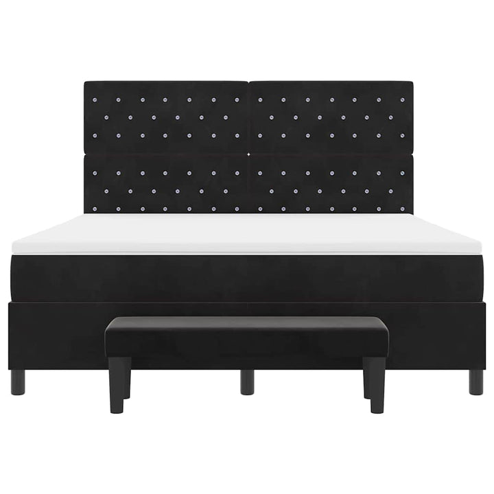 Box spring seng med hovedgærde Sort 200 x 180 cm Fløjl