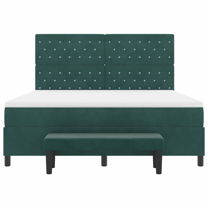 Box spring seng med hovedgærde Mørkegrøn 200 x 180 cm Fløjl