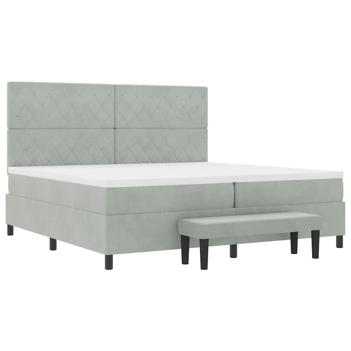Box spring seng med madras Lysegrå 200 x 200 cm Fløjl
