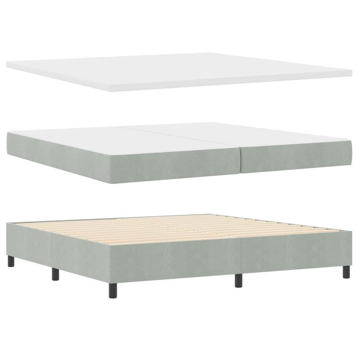 Box spring seng med madras Lysegrå 200 x 200 cm Fløjl
