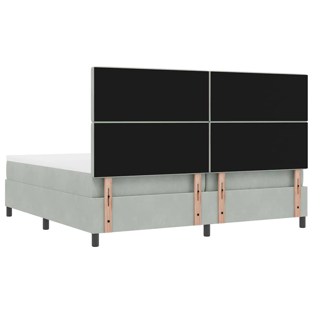 Box spring seng med madras Lysegrå 200 x 200 cm Fløjl