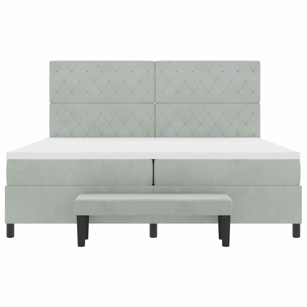 Box spring seng med madras Lysegrå 200 x 200 cm Fløjl