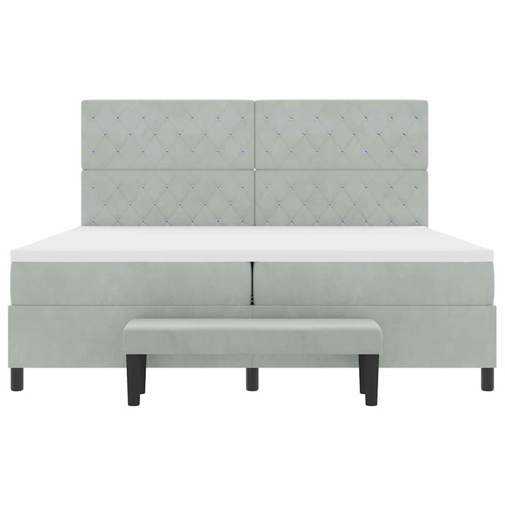 Box spring seng med madras Lysegrå 200 x 200 cm Fløjl