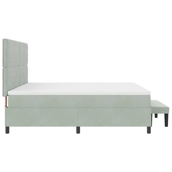 Box spring seng med madras Lysegrå 200 x 200 cm Fløjl