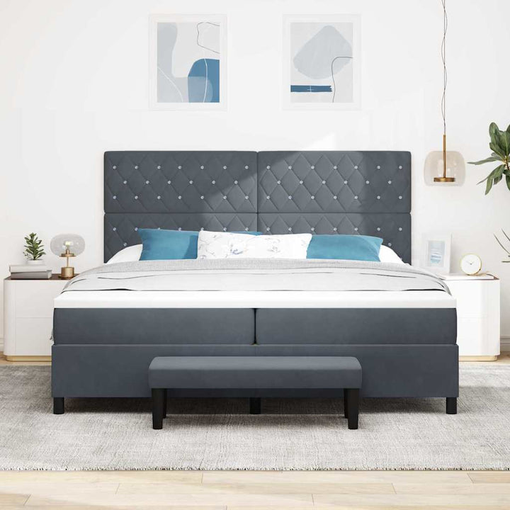 Box spring seng med madras Mørkegrå 200 x 200 cm Fløjl