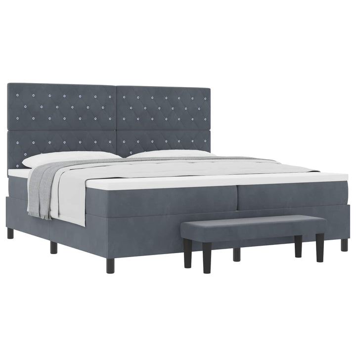 Box spring seng med madras Mørkegrå 200 x 200 cm Fløjl
