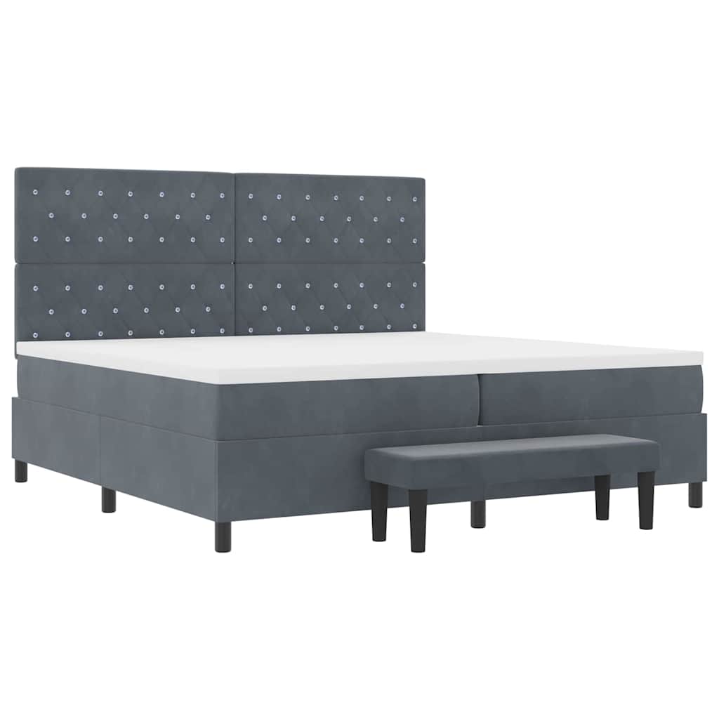 Box spring seng med madras Mørkegrå 200 x 200 cm Fløjl