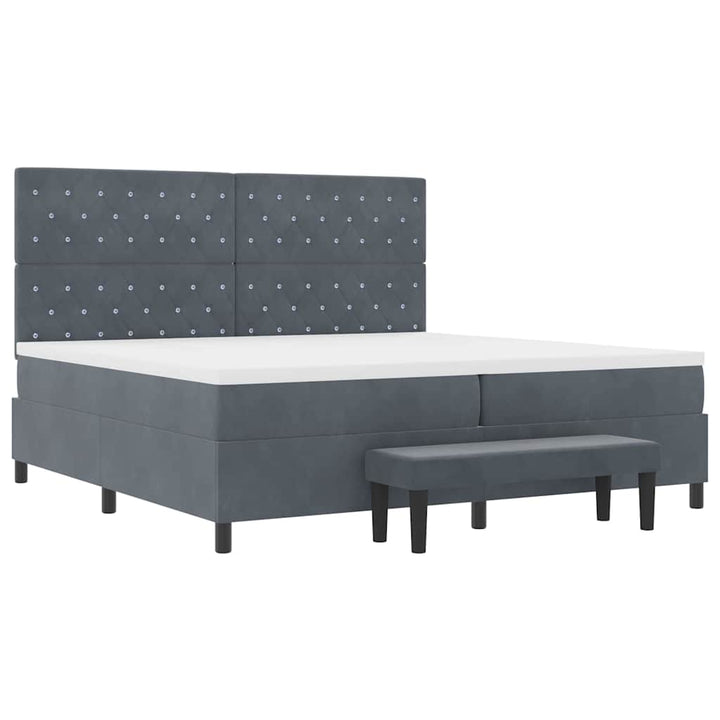 Box spring seng med madras Mørkegrå 200 x 200 cm Fløjl